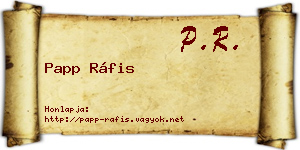 Papp Ráfis névjegykártya